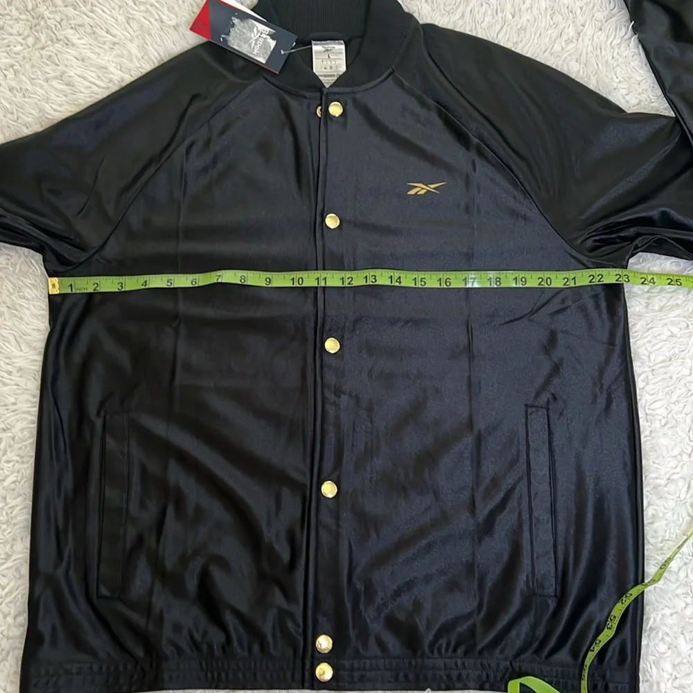 Reebok Black Gold Snap Jacket Track Basketball Sporty Mens Size Large - Picture 10 of 12